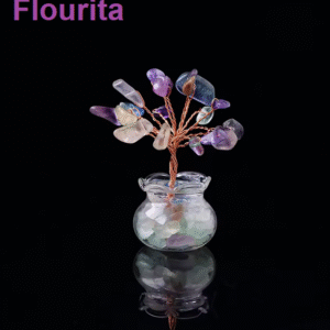 Árbol de Reiki con Piedras de Fluorita -Hecho con Cristales Naturales