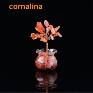 Árbol de Reiki con Piedras de Cornalina con Cristal Natural