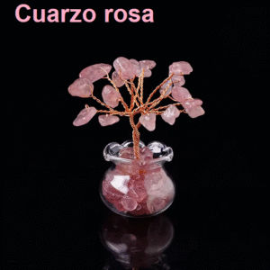 🌸 Árbol de Cuarzo Rosa con Cristal Natural - Amor, Calma y Energía Positiva