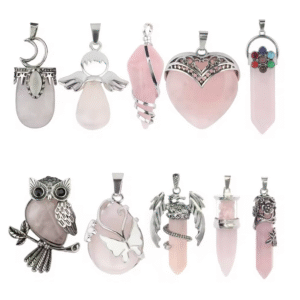 Colgantes Energéticos de Cuarzo Rosa - Símbolos Sagrados