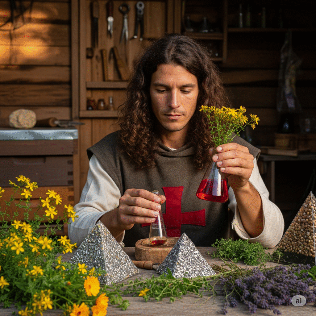 hombre creando con cruz